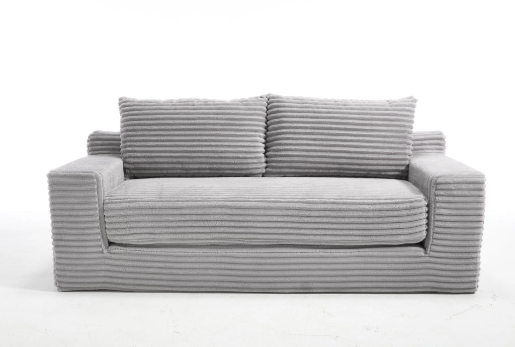 DIVANO LETTO 2 in 1 Compatto in Tessuto a Coste Grigio Chiaro