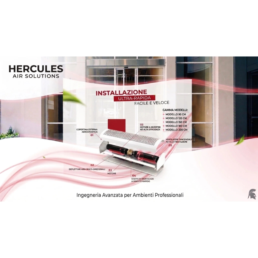 HERCULES Barriera d'Aria 150 cm con Telecomando – 230W
