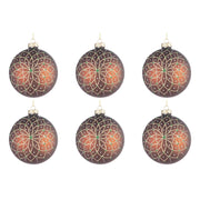 Palline di Natale in Vetro Marrone e Oro Florid Diametro: 80 mm