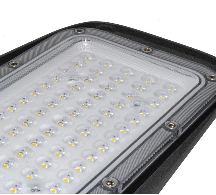 Lampione Stradale LED 100w, 220V, 9000 Lumen, Luce fredda 6500K, Impermeabile IP65, Alluminio grigio, Inclinazione Regolabile