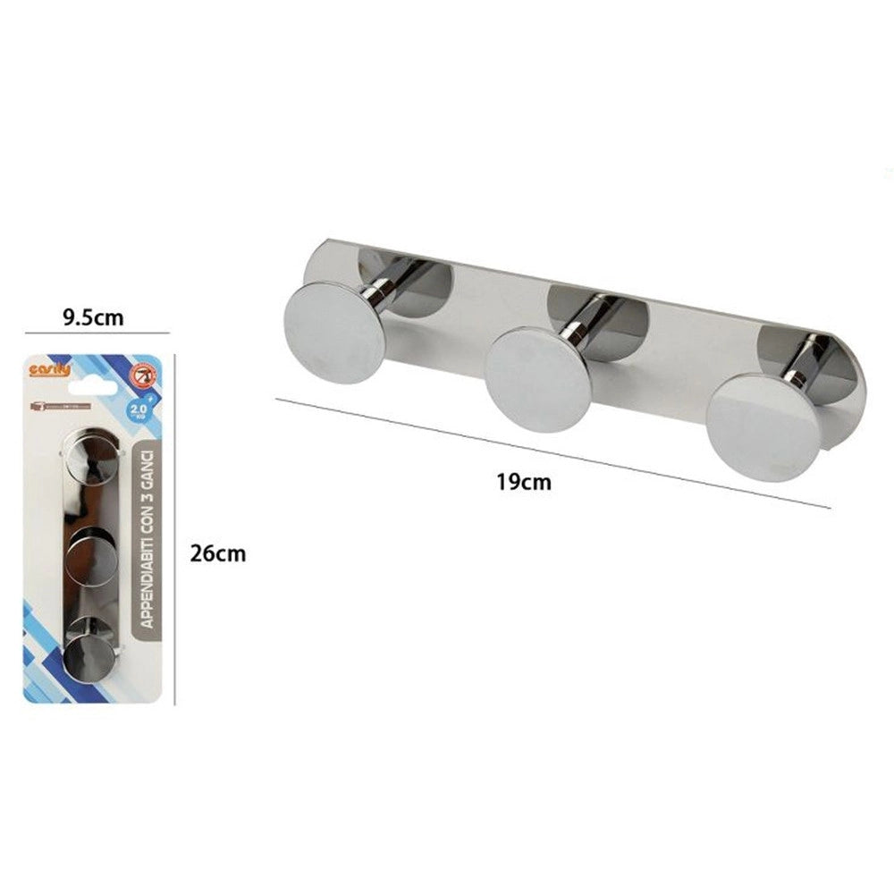 Trade Shop - Appendino Con 3 Ganci Appendi Porta Asciugamano A 3 Posti Bagno Casa Cromato 59762 -