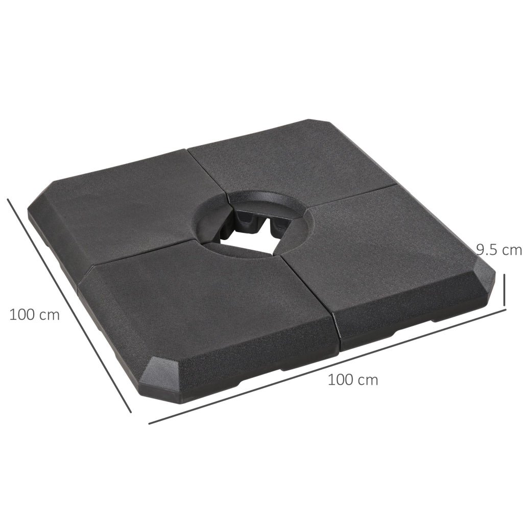 Base per Ombrellone 4 Pezzi Riempibili per Basi a Croce da 100x100 cm Nero