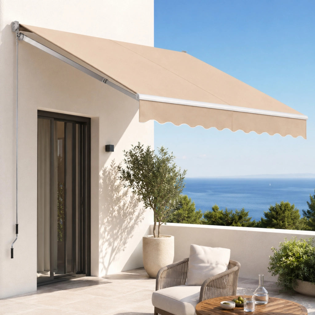 Tenda Da Sole Con Azionamento A Manovella E Inclinazione Regolabile Struttura In Alluminio Durevole Per Balcone Terrazza Veranda Giardino Design Moderno 250 x 200 Cm Beige