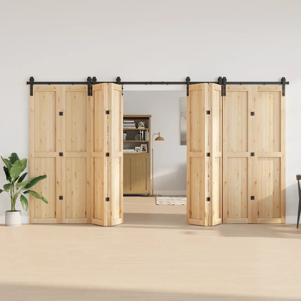 Kit di Binari per Porte Scorrevoli 400 cm Acciaio Nero CFW1480950