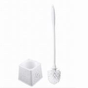 Trade Shop - Portascopino Quadrato Decorato Bianco Per Bagno Wc Toilette Con Scopino 79824 -