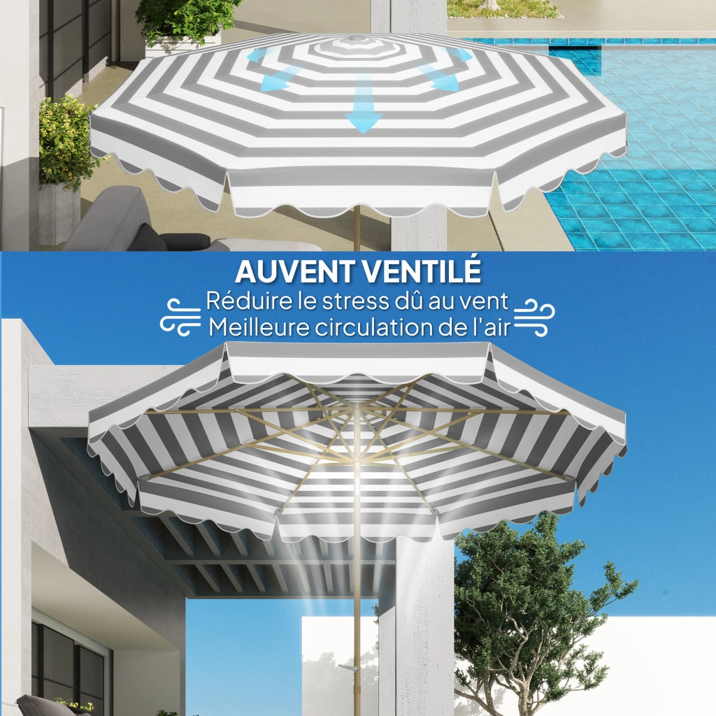 Parasole da giardino inclinabile ottagonale ¨C zephmum ¨C grigio chiaro ? 2.7x2.4 m