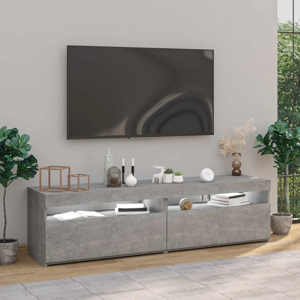 Mobili Porta TV con Luci LED 2 pz Grigio Cemento 75x35x40 cm 804400