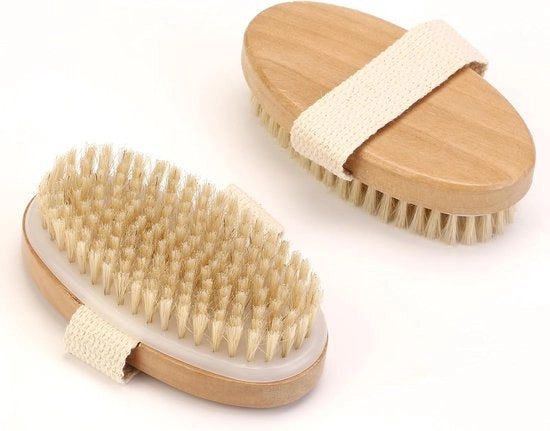 Set di spazzole esfolianti con setole naturali, spazzola per la massoterapia del lombo, migliora la circolazione del sangue, spazzola umida e secca per uso doppio, esfoliazione profonda, rende la pelle liscia.