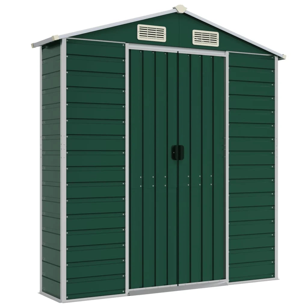 Casetta da giardino cabina ripostiglio casetta da esterno robusta casetta per attrezzi 191 x 725 x 198 cm acciaio zincato verde 02_0022354
