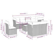 Set Divano da Giardino 9 pz con Cuscini Grigio in Polyrattan