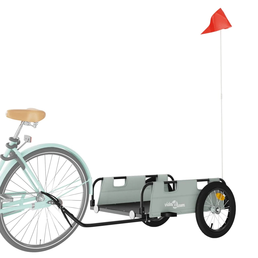 Rimorchio per trasporto biciclette tessuto Oxford ferro grigio 02_0044395