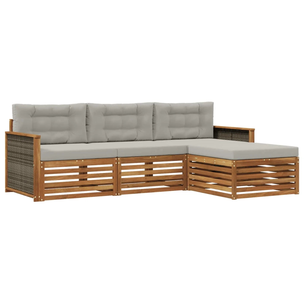 Set di divani da esterno 4 pz Naturale e Grigio Chiaro 3383199