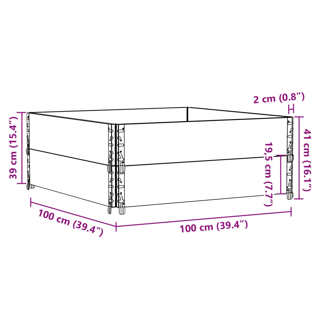 Paretali per Pallet 2 pz Marroni 100x100cm Legno Massello Pino CFW5152960