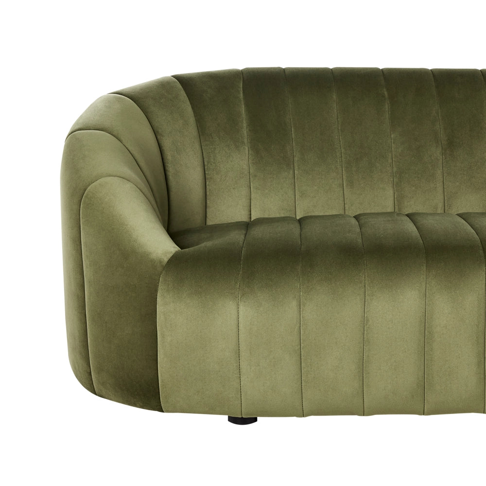 Divano 3 posti in velluto verde scuro Design contemporaneo e retrò Seduta imbottita e schienale basso