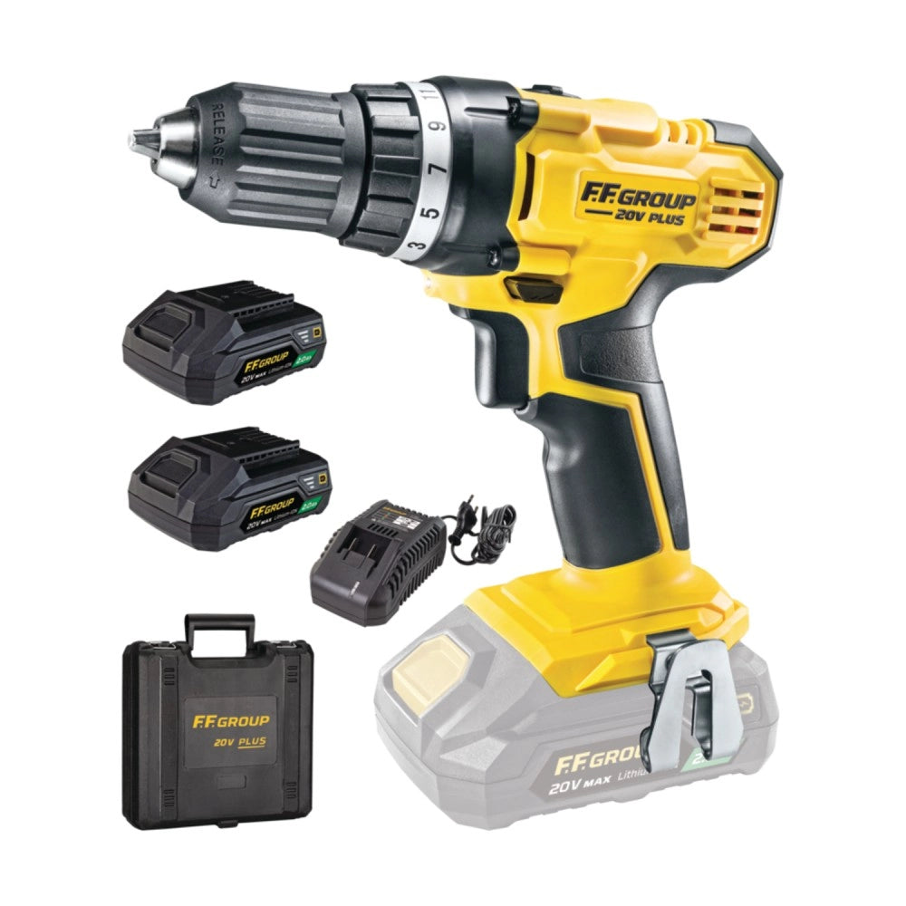 Ff group cdd/35 20v plus trapano avvitatore con 2 batterie - uso semi-professionale