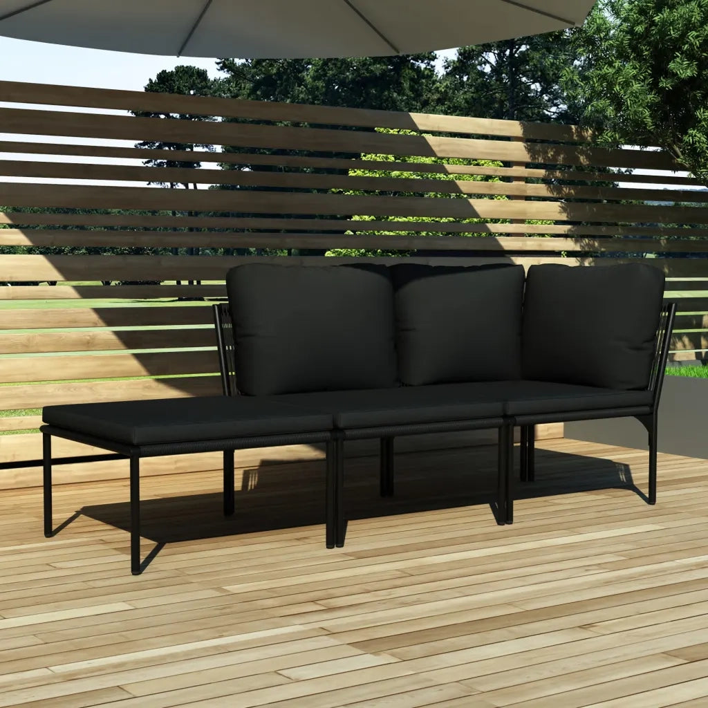 Set Divani da Giardino 3 pz con Cuscini Neri in PVC cod mxl 34909