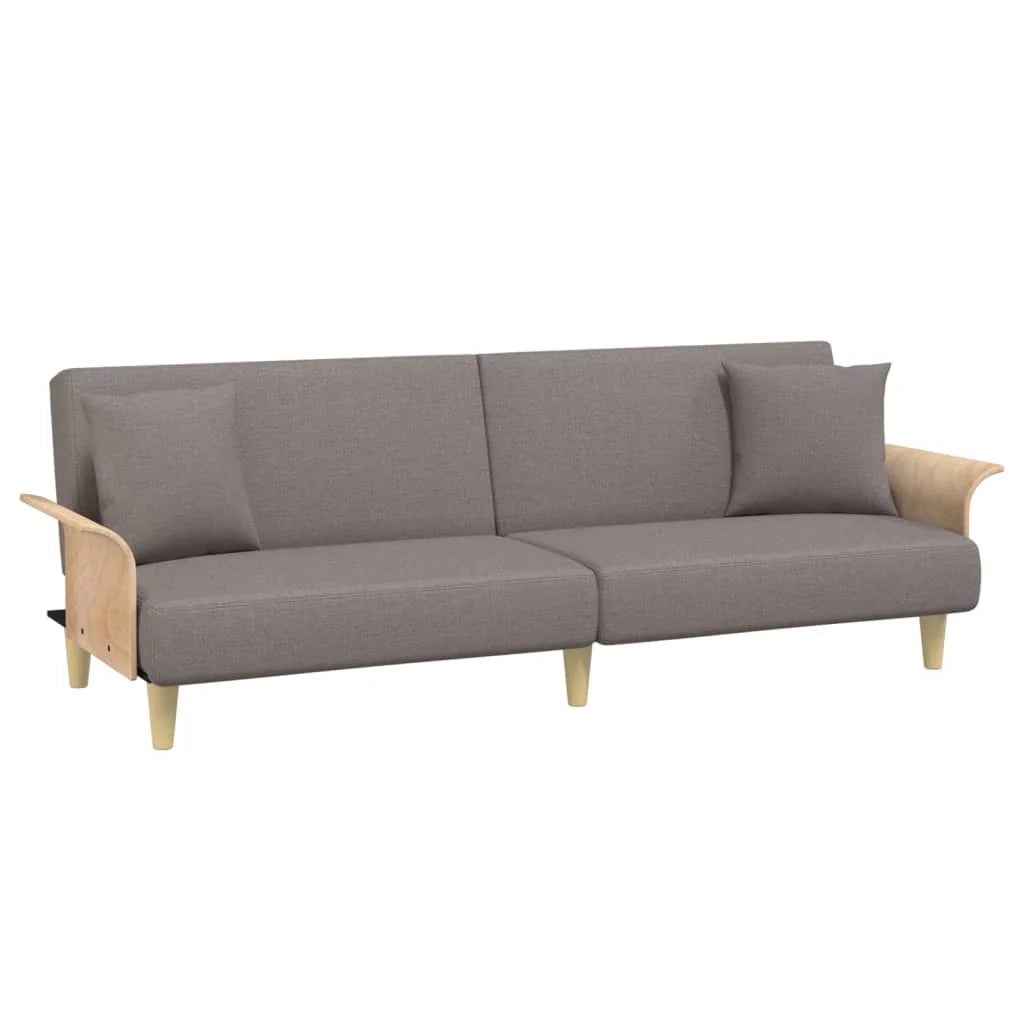 Divano letto con braccioli 224 x 89 x 70 cm tessuto tortora 02_0021009