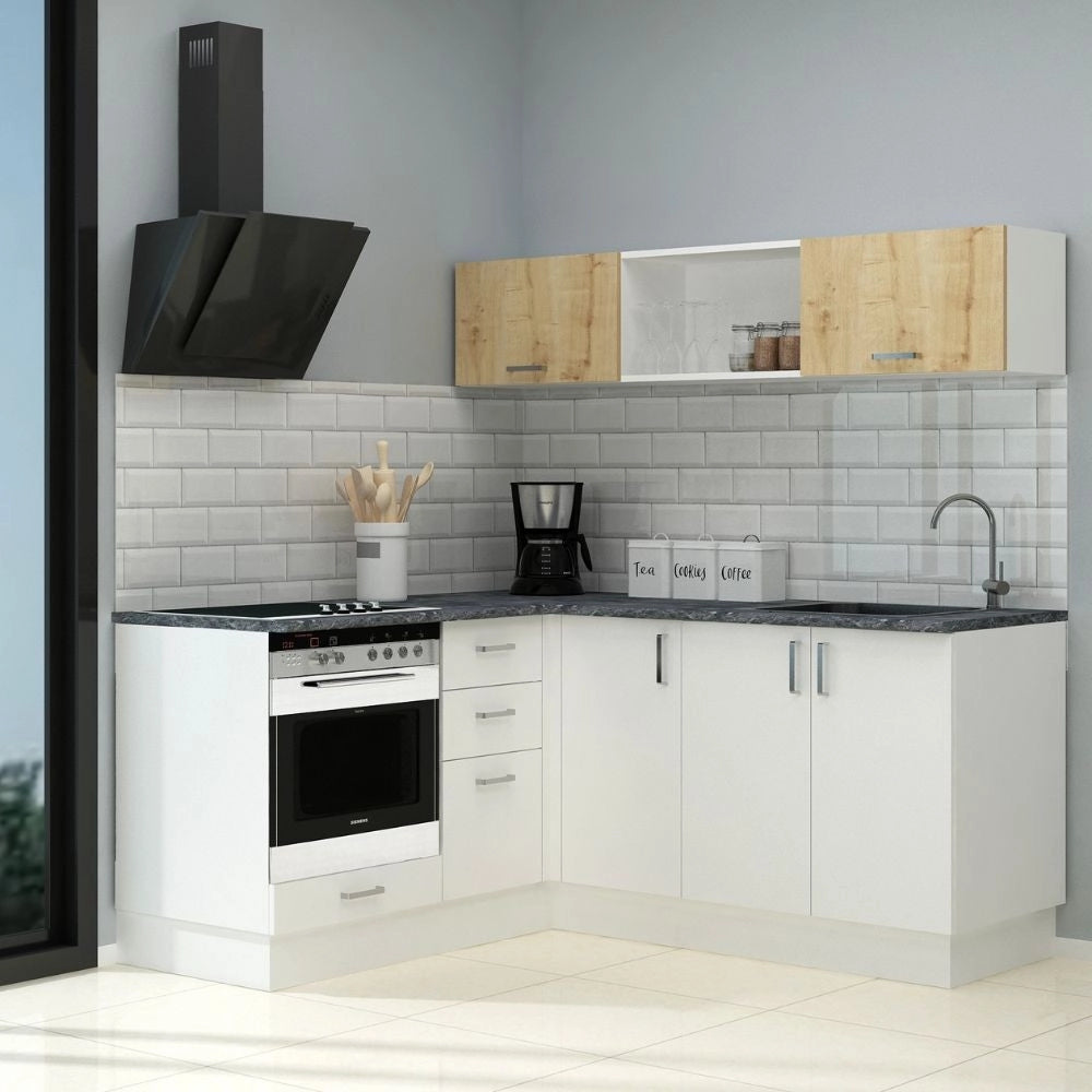 Cucina angolare 180x160 reversibile Cassino con elettrodomestici colore bianco