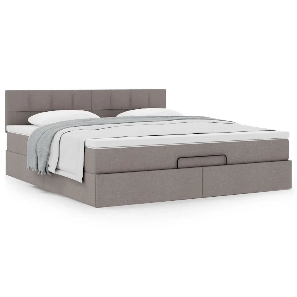 Struttura Letto Pouf con Materasso Tortora 160x200cm in Tessuto 3311474