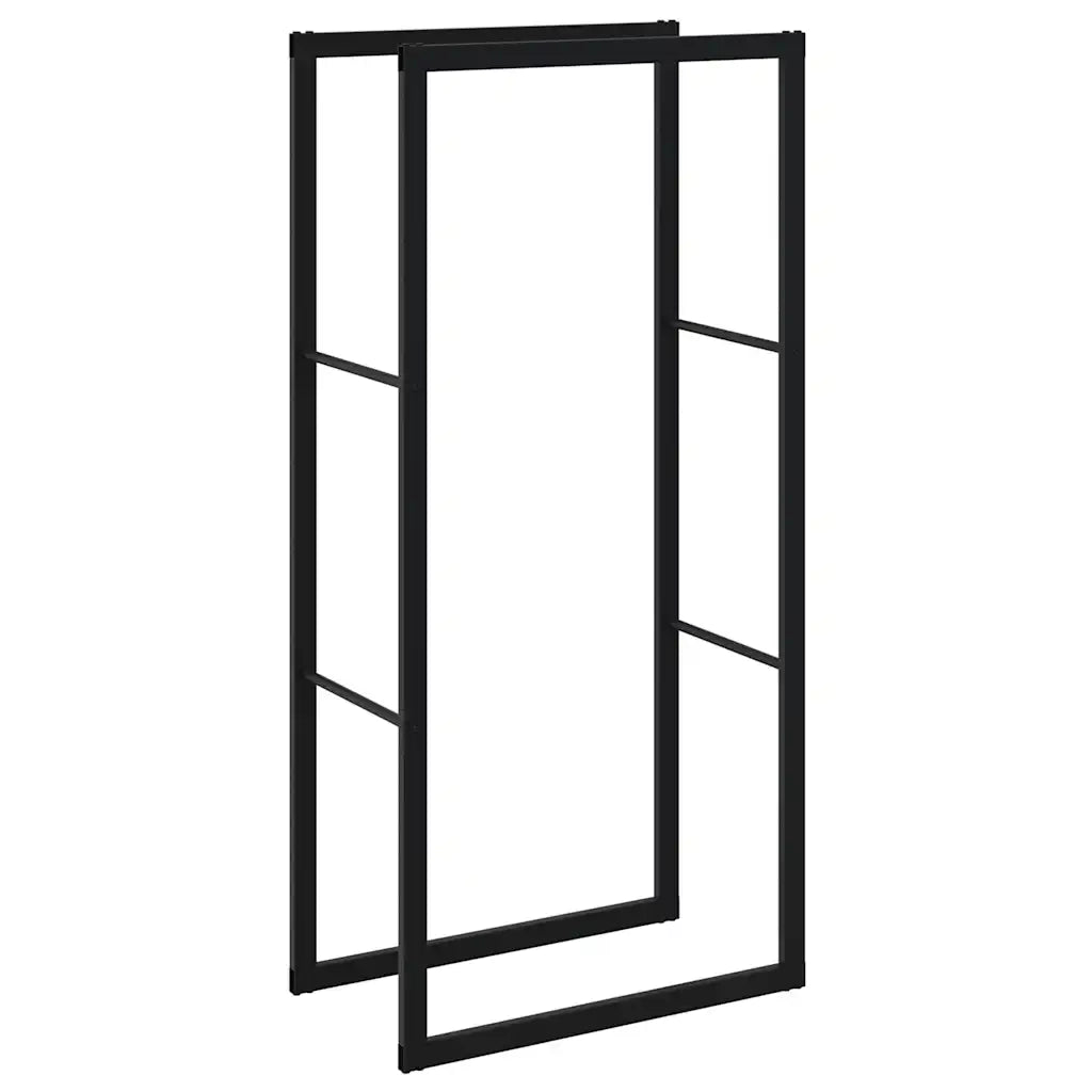 Rastrelliera per Legna da Ardere-Portalegna Nera 55x30x116 cm in Acciaio