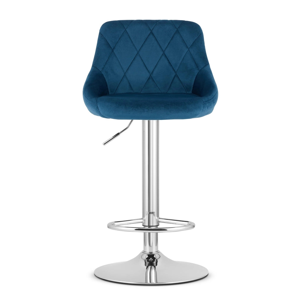 Sgabello girevole VALORA DAKA - Velluto blu navy / Base cromata x 2