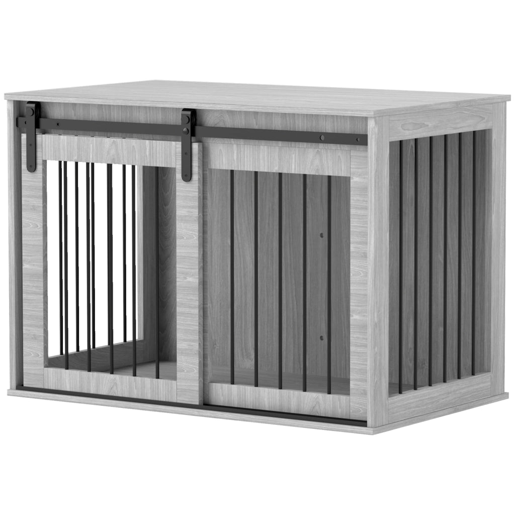 Casetta per cani con porta scorrevole e ventilazione ¨C Minimal ¨C 98x58x61 cm, Grigio