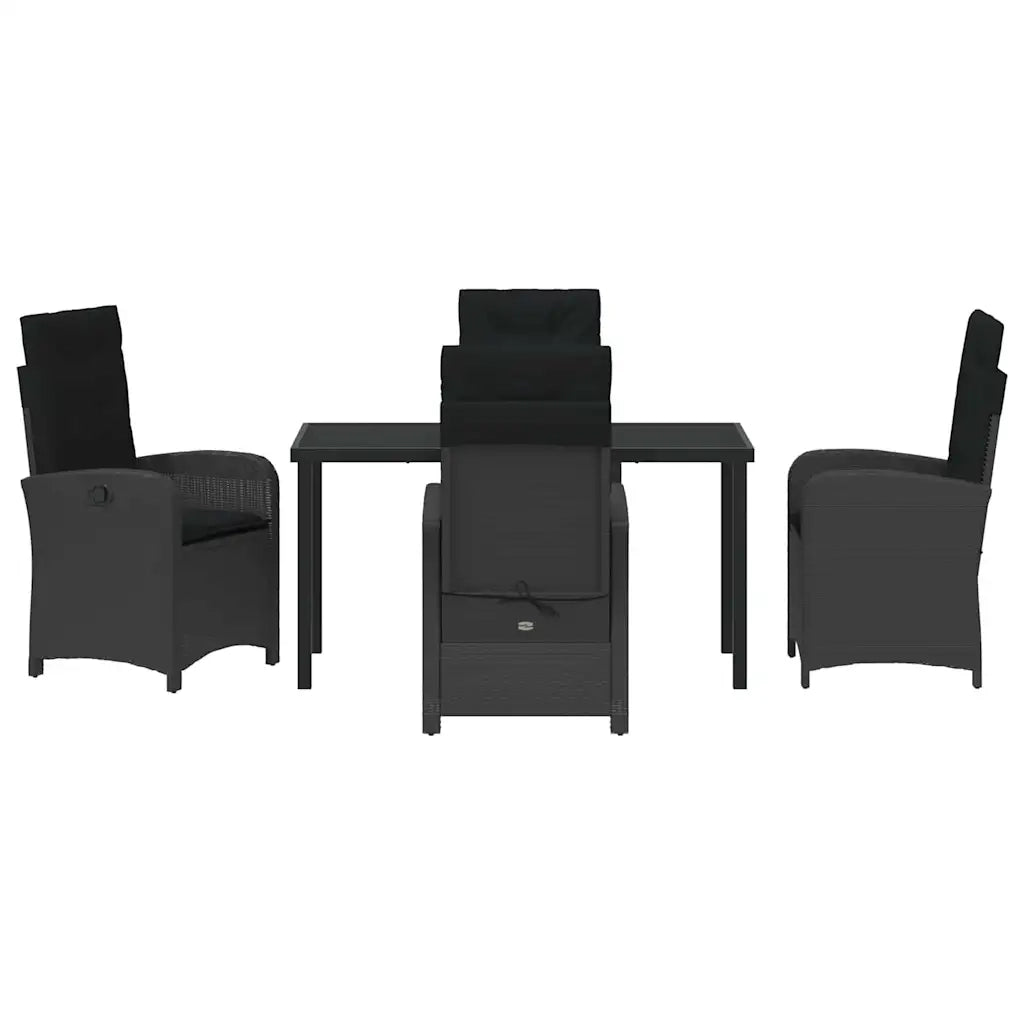 Set da Pranzo per Giardino con cuscino 5 pcs Nero polyrattan 3380262