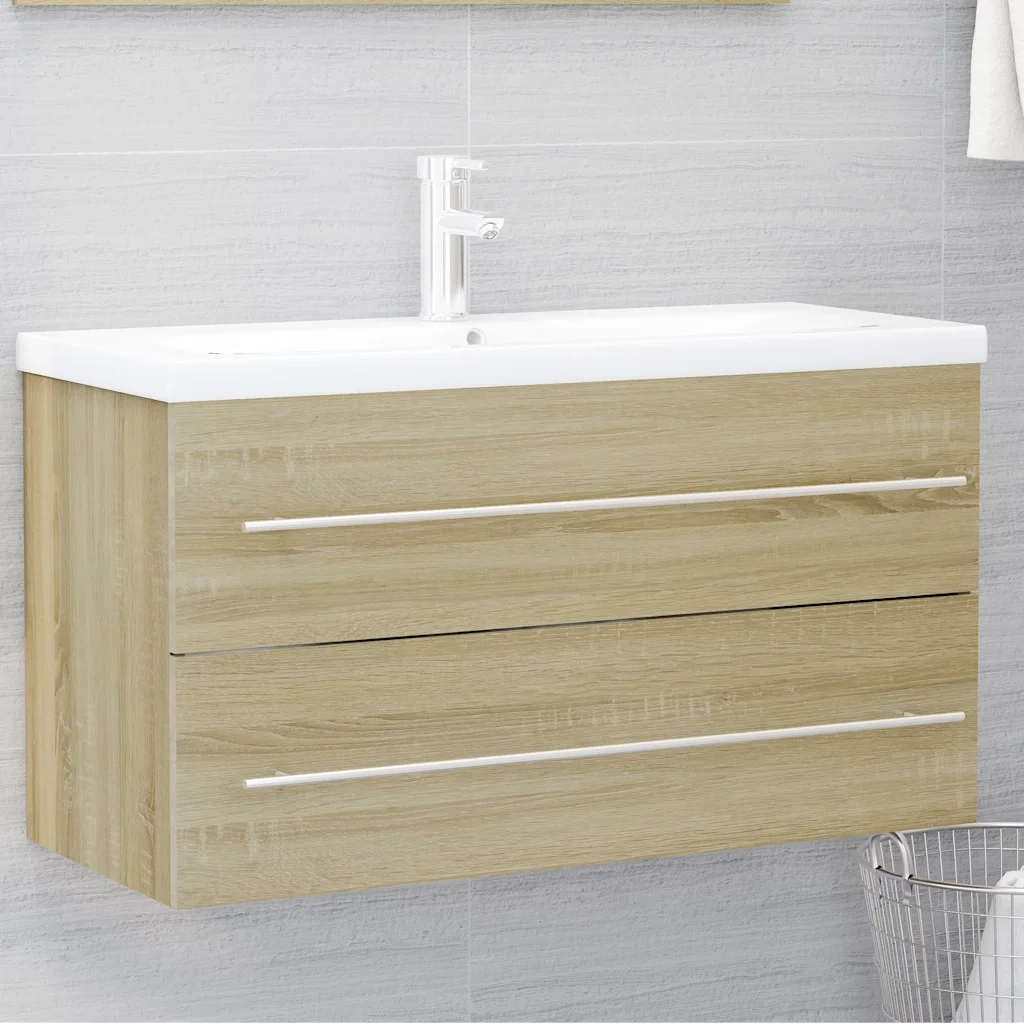 Set Mobili da Bagno 2 pz Rovere Sonoma in Truciolato  cod mxl 75263