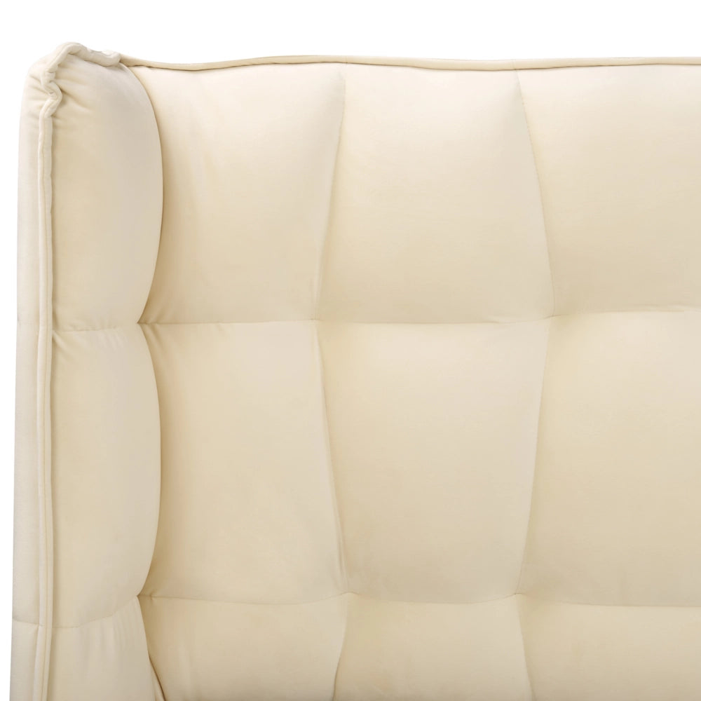 Letto Tappezzeria trapuntata in velluto beige Gambe in legno chiaro 160 x 200 cm doghe con testiera regolabile Wingback