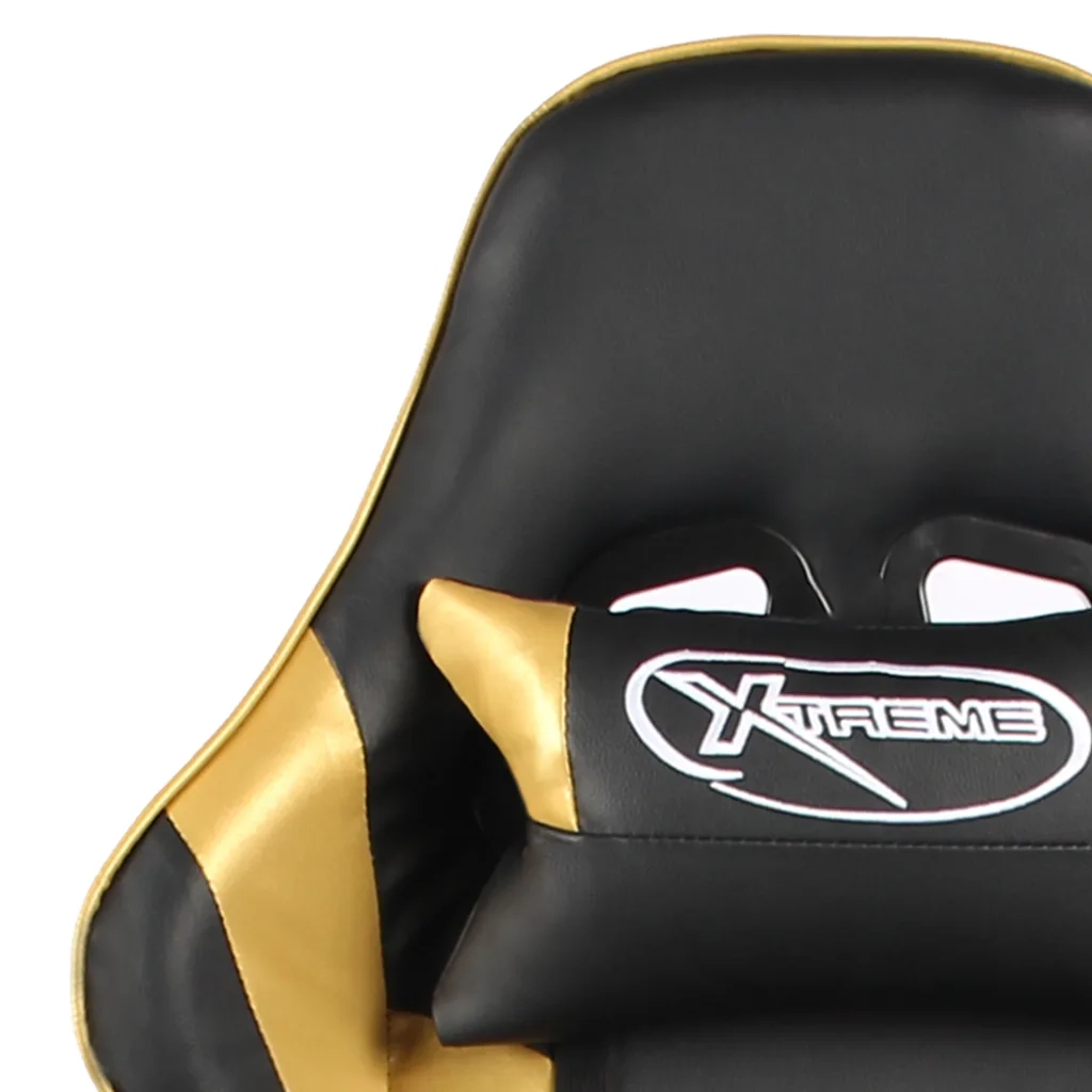 Sedia da Gaming Girevole con Poggiapiedi Oro in PVC 20498