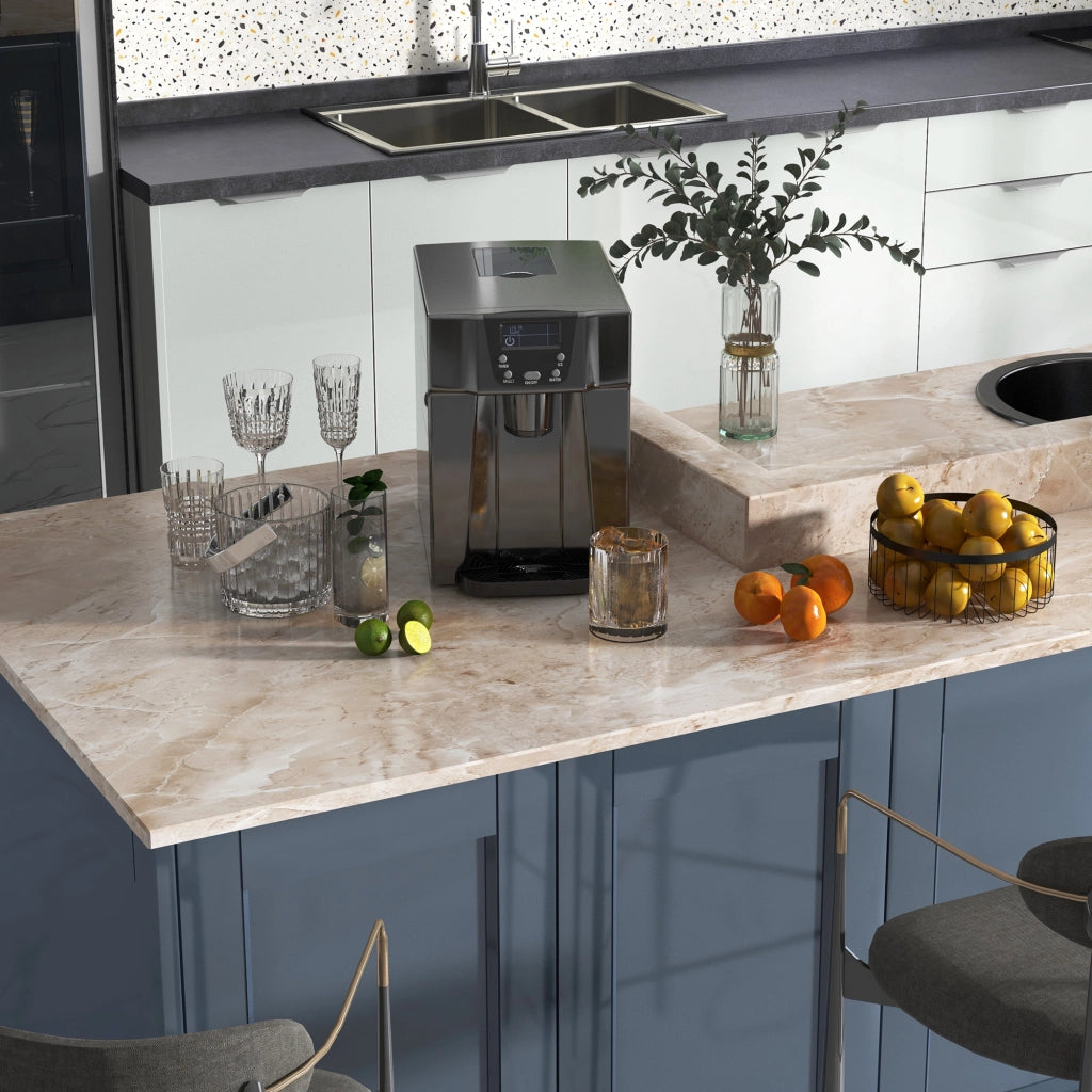 Macchina del ghiaccio con distributore acqua ¨C zephmum ¨C 12kg/24h 9 cubi 6-10 min 25.2x38.9x36.3cm nero