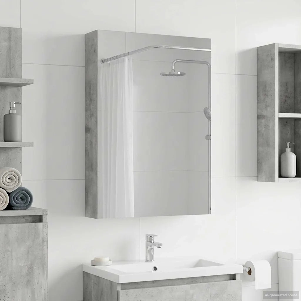 Mobiletto per specchio da bagno con lo scaffale Grigio cemento