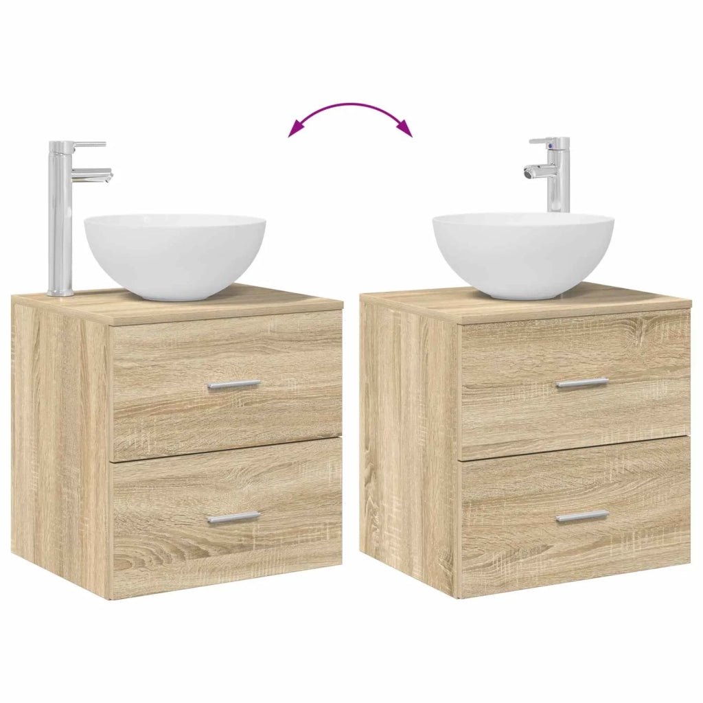 Mobiletto con Lavabo a Parete Rovere Sonoma 49,5 x 35 x 63 cm 890256