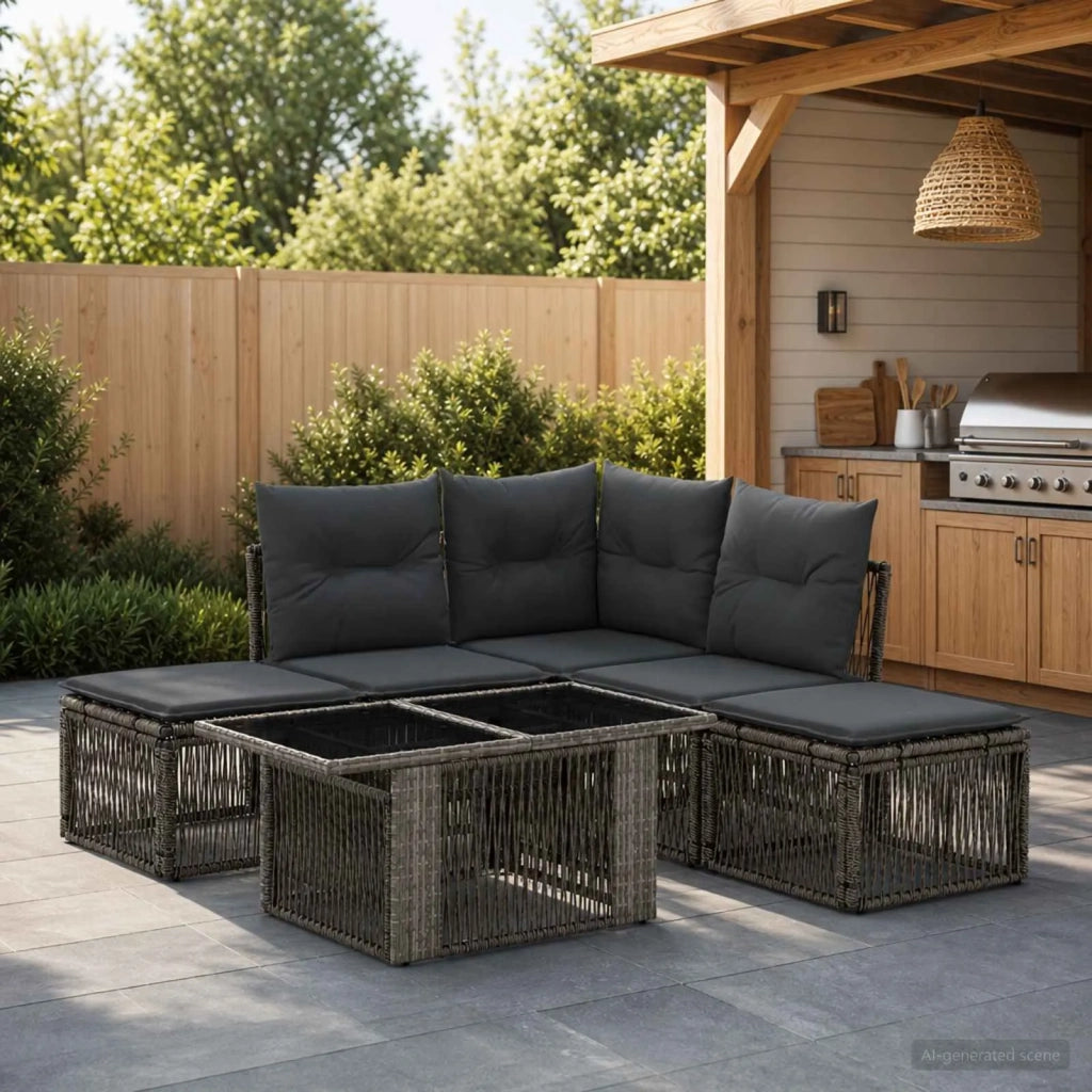 Set Divano da Giardino 6 pz Grigio polyrattan 3436472