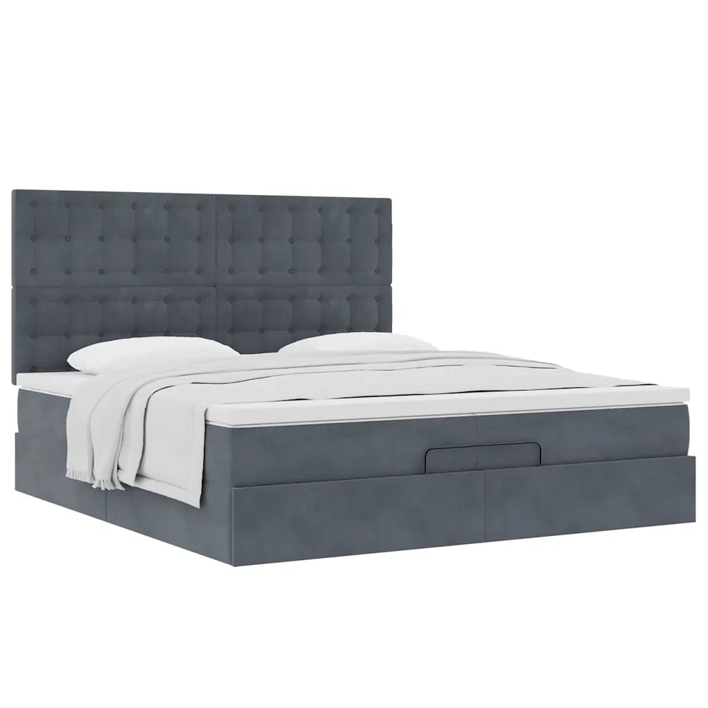 Struttura Letto Pouf con Materassi 200x200 cm Velluto
