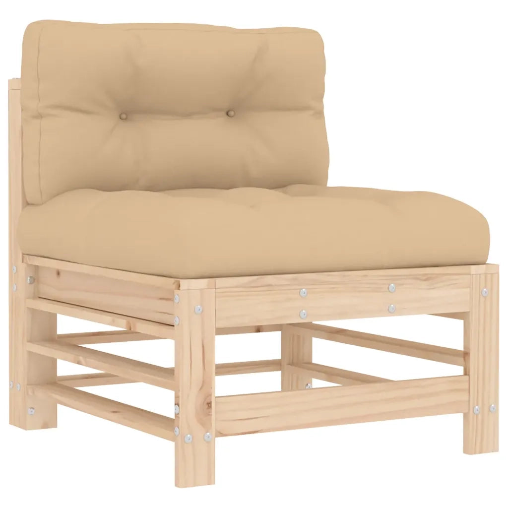 Divano componibile-Divani Centrali con Cuscini 2 pz in Legno Massello di Pino 418814