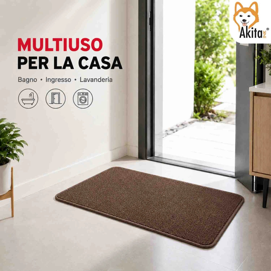 Akitaink Tappeto Multiuso in Microfibra 50x80 cm Marrone
