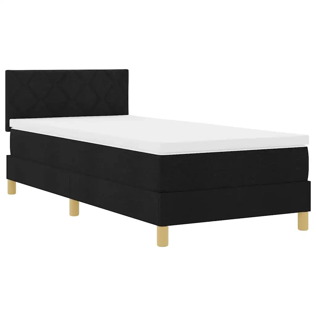 Letto a molle con cuscino con testiera Nero 90 x 200 cm Tessuto 3338967