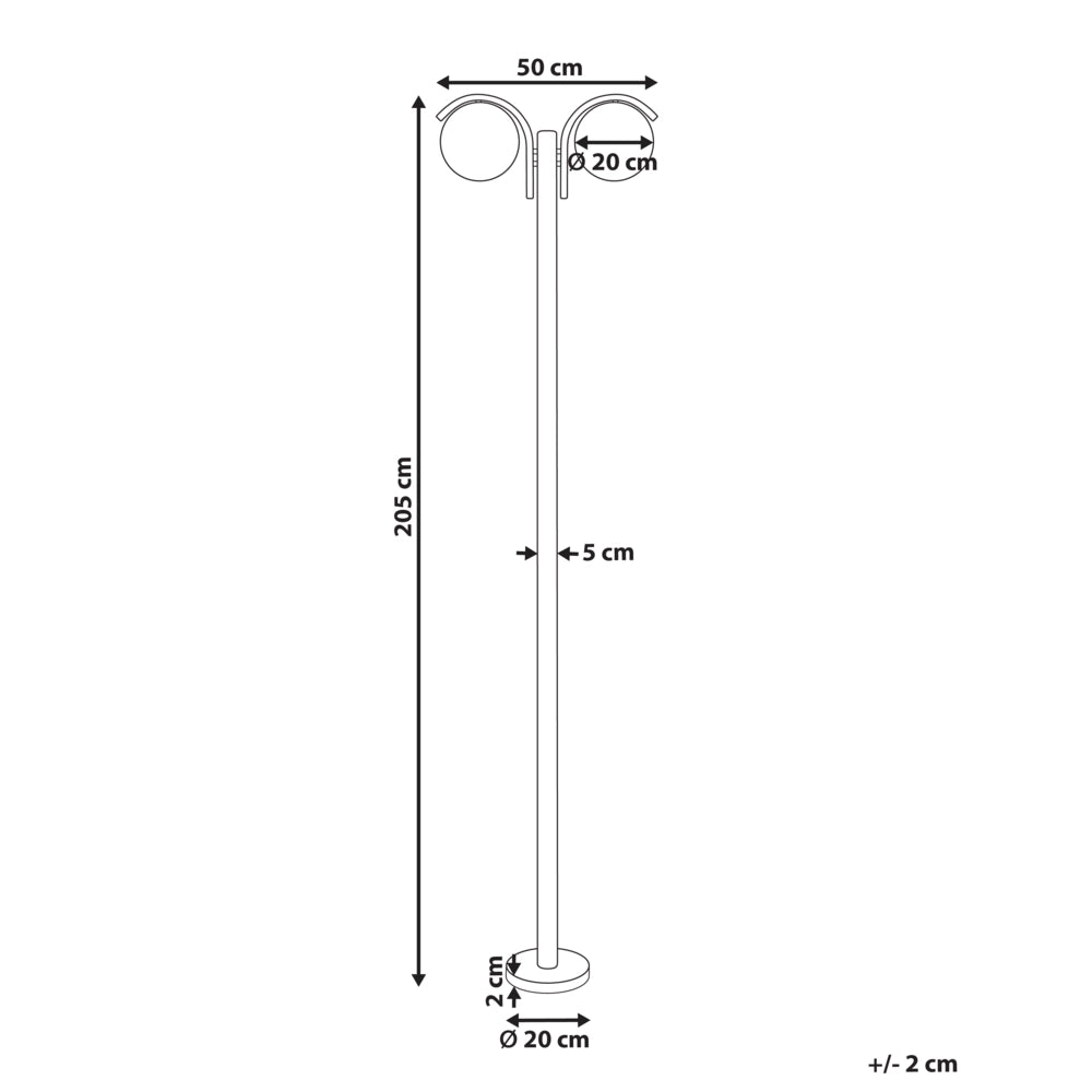 Lampione a 2 luci Nero Lampada da sentiero Alluminio Paralume sintetico Illuminazione esterna da giardino Design moderno