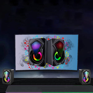 Set 2 Casse Speacker Gaming Pc con Luce LED RGB Connessione USB Bluetooth/Aux
