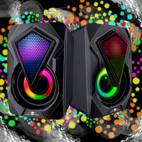 Set 2 Casse Speacker Gaming Pc con Luce LED RGB Connessione USB Bluetooth/Aux