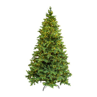 Albero di Natale Artificiale Verde Courmayeur H 210cm x L 135cm Super Folto con 3000 Luci Led Incorporate 3647 Tips e Base a Croce in Metallo