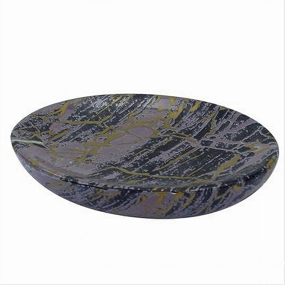 Trade Shop - Piatto Piattino Porta Sapone Arredo Da Bagno Effetto Marmorizzato Nero Oro 59893 -