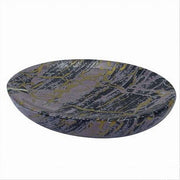 Trade Shop - Piatto Piattino Porta Sapone Arredo Da Bagno Effetto Marmorizzato Nero Oro 59893 -