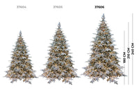 Albero di Natale Pino Verde Innevato St. Moritz H 240cm x L 165cm Super Folto Effetto Real-Touch con 3000 Luci Led Incorporate 3484 Tips e Base Croce in Ferro Pieghevole