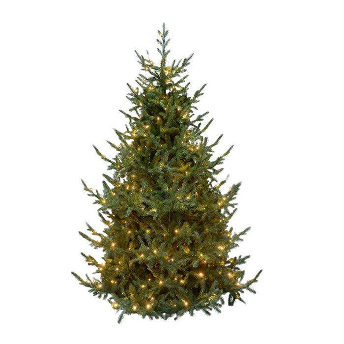 Albero di Natale Artificiale Verde Sestriere H 210cm x L 150cm Super Folto con 500 Luci Led + 20 Luci Flash Incorporate 2640 Tips e Base a Croce in Metallo