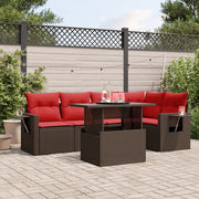 Set Divani da Giardino 6 pz con Cuscini Marrone in Polyrattan 3267894