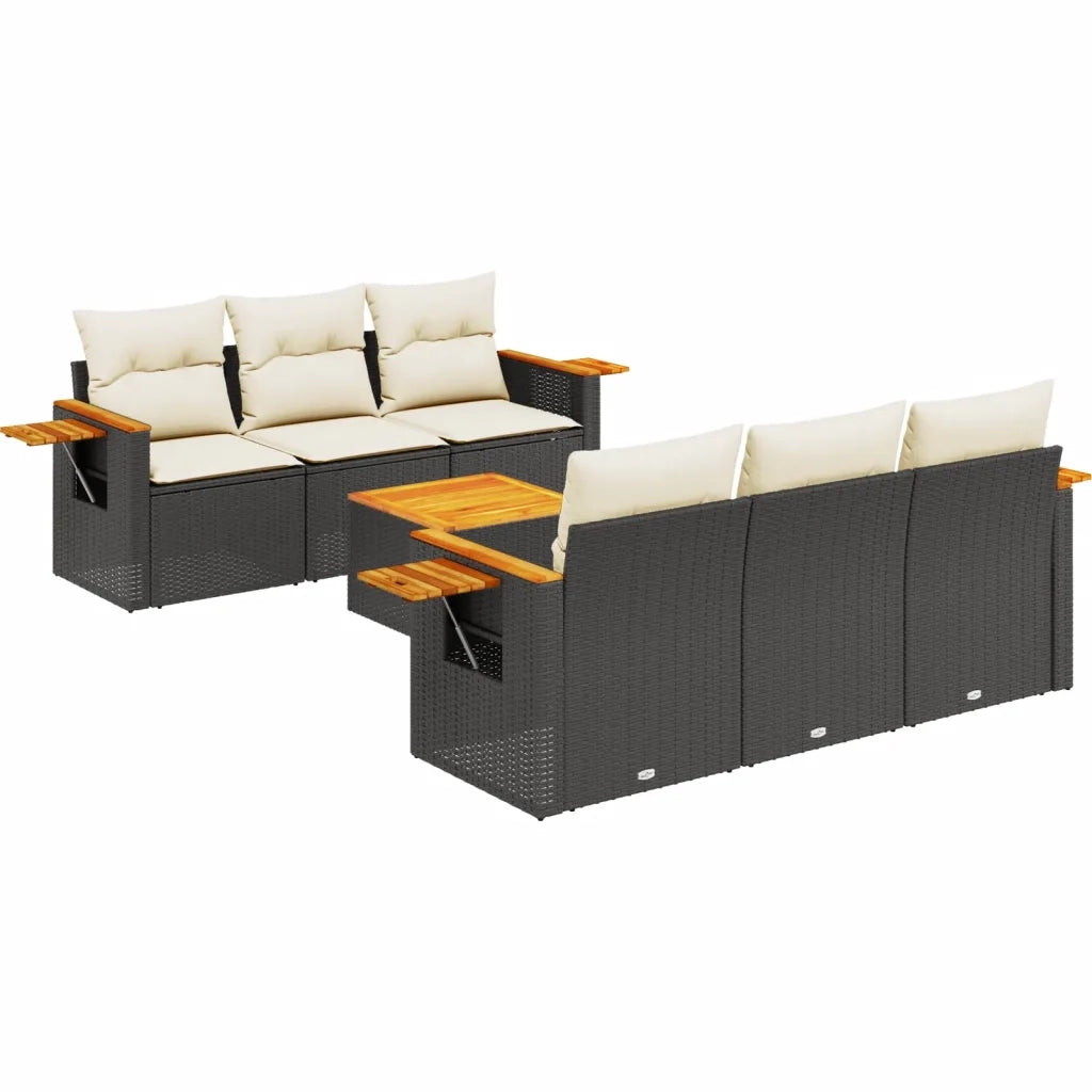 Set Divani da Giardino con Cuscini 7pz Nero Polyrattancod mxl 112308