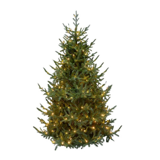Albero di Natale Artificiale Verde Sestriere H 240cm x L 160cm Super Folto con 650 Luci Led + 20 Luci Flash Incorporate 3946 Tips e Base a Croce in Metallo