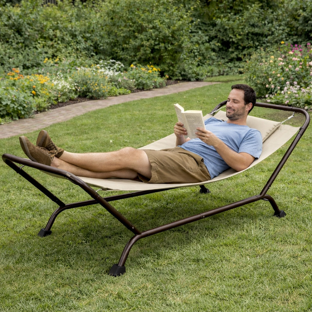 Amaca con Cuscino Beige Struttura Resistente Antiscivolo e Seduta Ergonomica